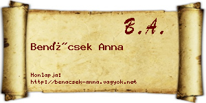 Benácsek Anna névjegykártya