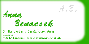 anna benacsek business card